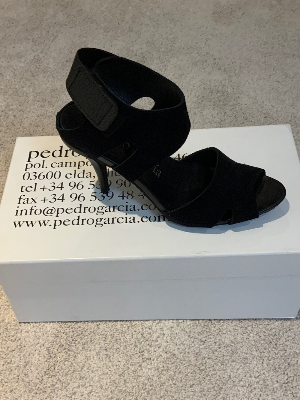 Pedro Garcia Black Suede Open-Toe Ankle-Strap Sandal